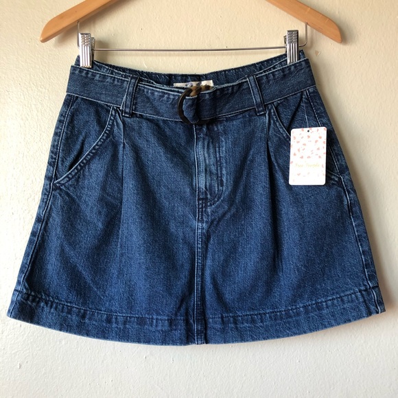 Free People We the Free Belted Denim Mini Skirt - Picture 1 of 7